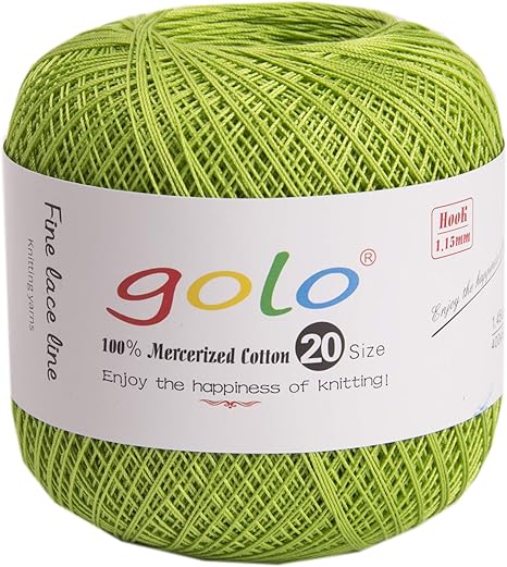 Amazon Golo レース糸 40g約360m 1玉 手織りライン ライトグリーン 毛糸 編み糸 通販