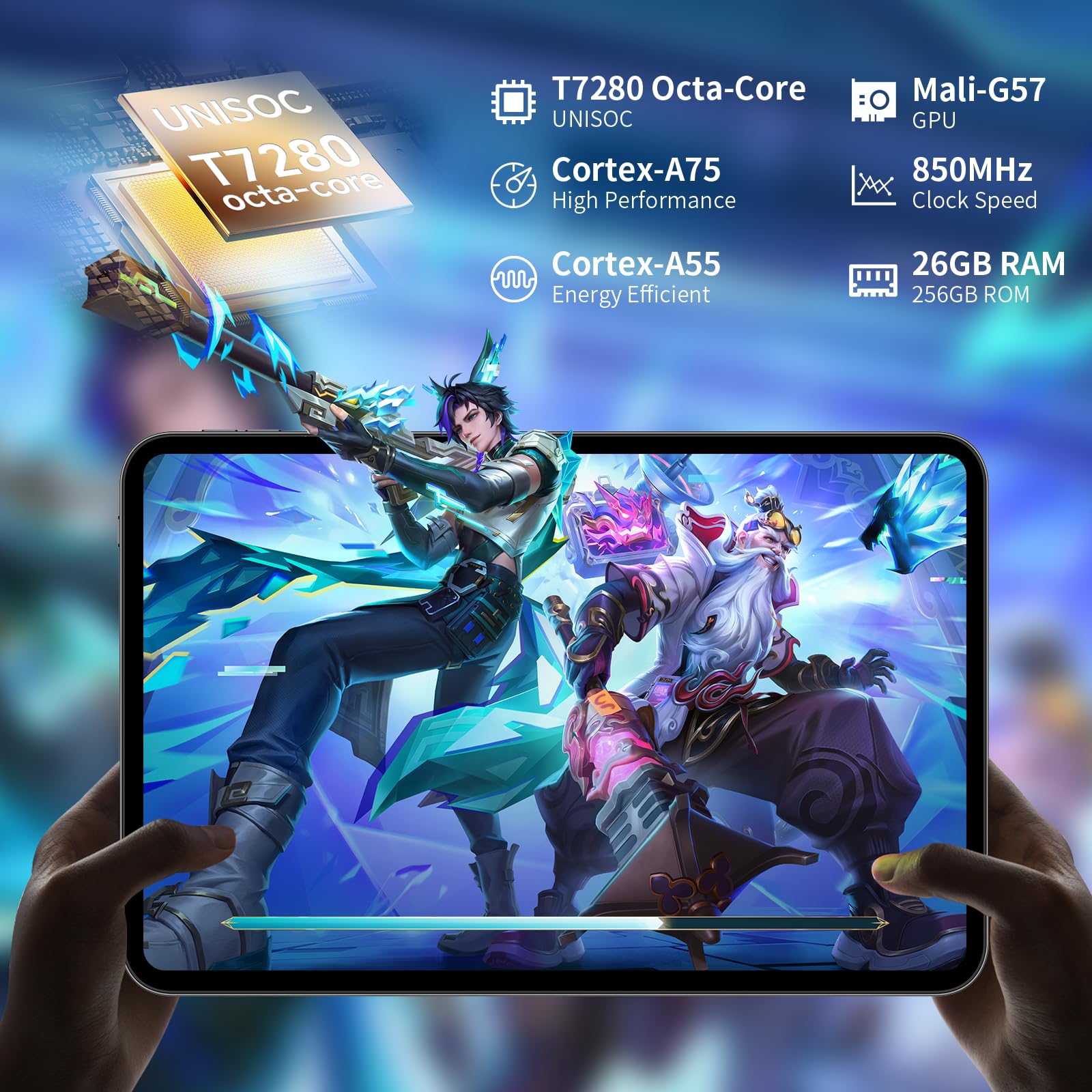 TECLAST Tablet 13,4 Zoll 120Hz Display, Android 16 Gaming Tablets T65CASE, 4G LTE Dual SIM, 26GB RAM+128GB ROM(4TB TF), GPS, Widevine L1, Gemini AI Tablets mit Tastatur, Hülle, Stift, OTG 4