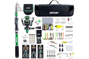 Goture Black and Green Telescopic Fishing Rod Kit, Complete Accessories, Lightweight Carbon Fiber, Portable Design, 5.91FT(1.