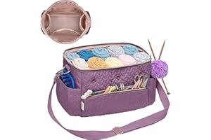 KARSYON Crochet Bag Yarn Bag Storage Organizer Knitting Bag For Crocheting Accessories Crochet Hook Case Gifts For Crafters (Purple-2)