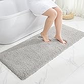 Disolla Gray Bathroom Rug 24x48 Non Slip Fluffy Bath Mat for Bathroom Floor Washable Plush Luxury Bath Rug for Tub Soft Shaggy Absorbent Shower Sink Mat