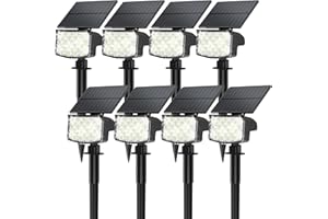 MinPea 8 Pack Solar Spot Lights Outdoor, Waterproof IP65 Adjustable, 3 Lighting Modes Solar Powered Landscape Spotlights for Yard Garden Pathway(Cool White)