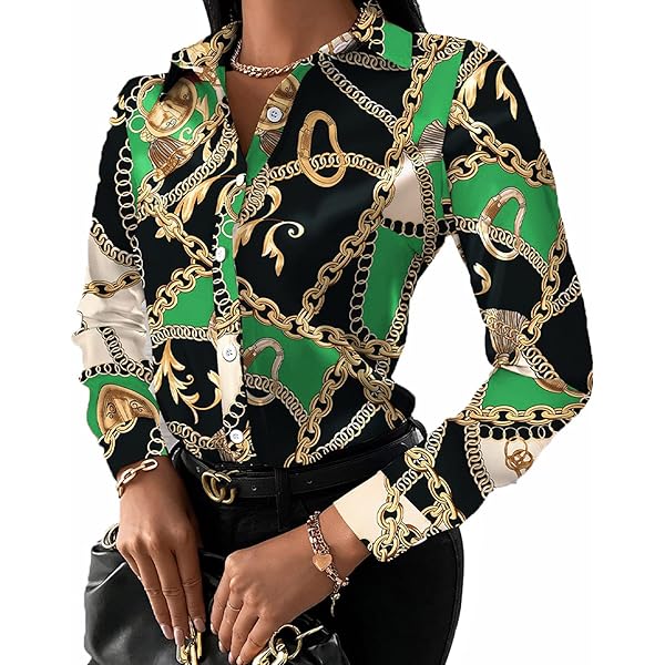 売れ筋商品|||ホルストンヘリテイジ カットソー トップス レディース Women's Collared Button-Front Long-Sleeve Shirt Orchid Womens Striped Print Blouse 2024 Fall Long Sleeve Button