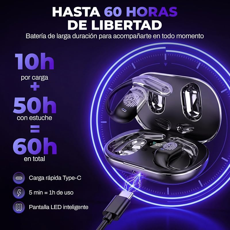 IA Auriculares Traductor en Tiempo Real, Traductor instantaneo de Voz 144 Idiomas, 3 en 1, Auriculares traductores inalambricos, Bluetooth 6.1, 60h bateria — foto 6 de 8