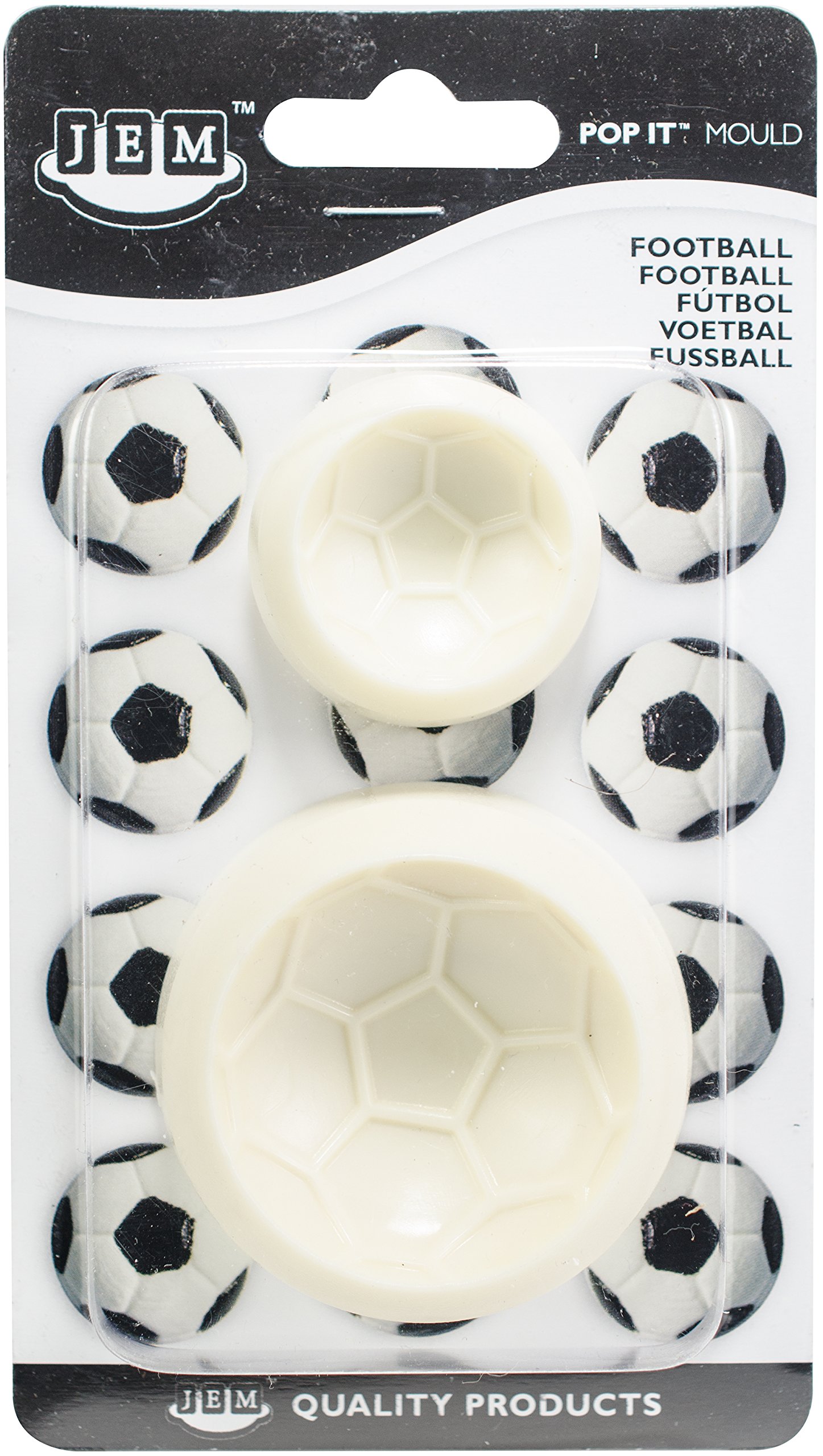 PME JEM "Pop It" Football Shaped Mould for Cake Decorating, Large/Small, Set of 2,Off-white,6x2x6 cm