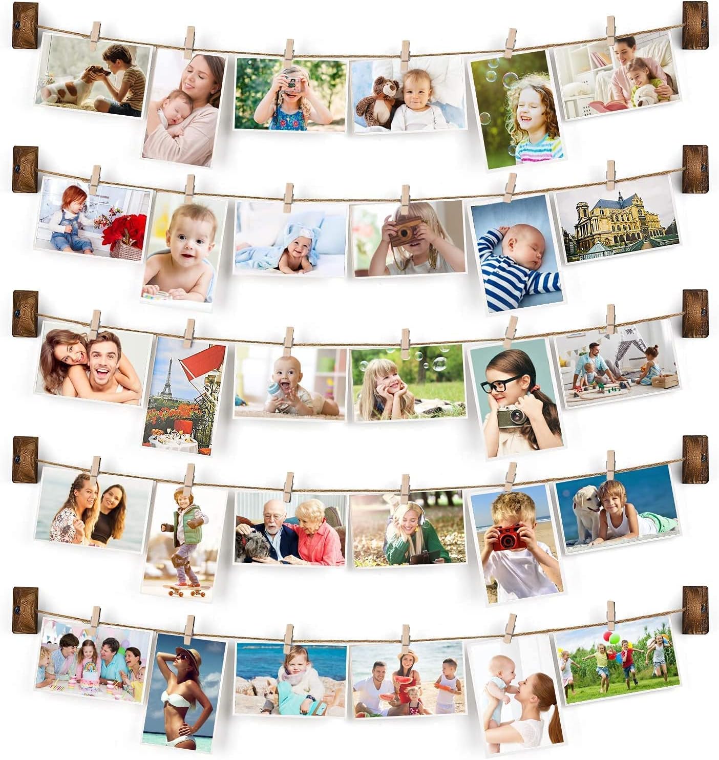 Photo Albums, Frames & Accessories - Emfogo Picture Frames Collage Wall Decor Photo Collage Picture frames 4x6 for Wall Hanging with 30 Clips Multi Photo Display for Dorm Room Decor
