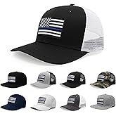 International Tie American Flag Trucker Hat, USA Snapback Baseball Cap for Men & Women, Thin Blue Line Hat