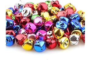 Lainrrew 100pcs Hanging Ornament Jingle Bells, 1 Inch Multi Color Iron Bells for Christmas, Thanksgiving, New Year, Wedding Decoration and Craft Projects