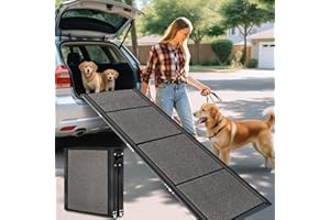 CJYMMFAN 71" L & 20" W Extra Wide & Long Dog Car Ramp, Folding Dog Ramp with Anti-Slip Surface, Pet Stairs Ramp to Get Into a SUV, Truck & Car, Extra Long Dog Truck Ramp for Large Dogs Up to 250lbs