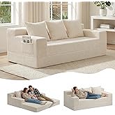 AOLVDOW Boneless Couch 78 Inch, 2 in 1 Convertible Sofa Bed Corduroy 3 Seater Fold Out Couch Oversize Boneless Loveseat Sleeper Sofa with 3 Pillows for Living Room, Bedroom & Apartment