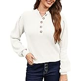 GoyRrbay Women's Crewneck Oversized Pullover Sweaters Long Sleeve Split Hem Knit Sweater Tops