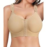 LANCS Wireless Front Closure Bras for Women Compression Mastectomy Bras Surgical Supportive Bra with Adjustable Straps