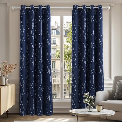 Deconovo Thermal Blackout Curtains Navy Blue 66 x 72 Inch 2 Panels Set