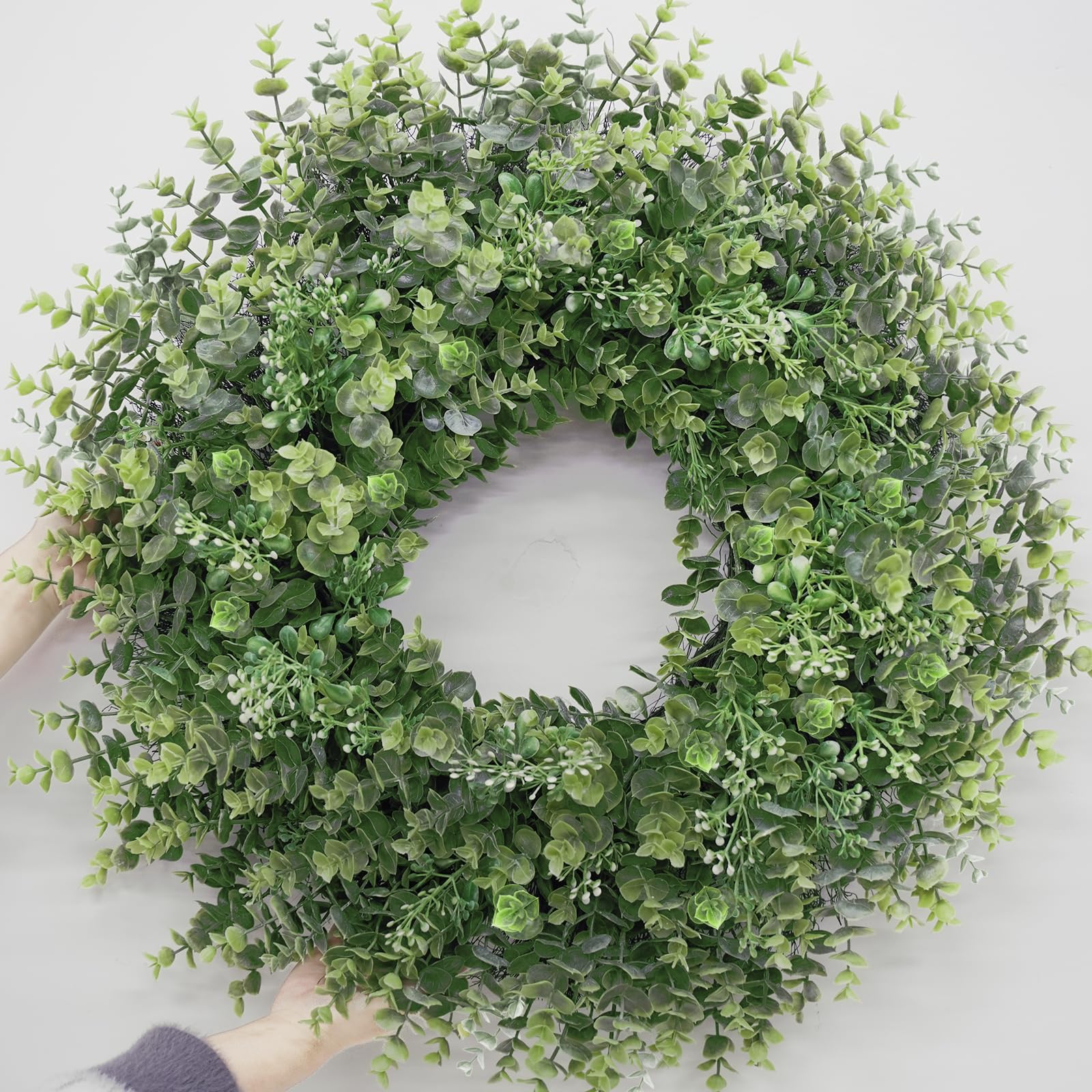 Photo 1 of 26'' Large Boxwood Wreath for Front Door Window Porch Artificial Boxwoods Greenery Leaves Outdoor Indoor Wreath for Home Door Farmhouse Wall Decor Spring Summer All Seasons Green