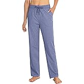 SANTINY Women's Cotton Sweatpants Yoga Lounge Casual Pants Open Bottom Sweat Pants for Women with Pockets