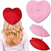 Liitrsh 2 Pcs Valentine's Day Heart Berets Hats Fashion Warm Caps Pink Red Valentine Party for Friends Women Girls Lady Gifts