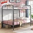 Movdevy Heavy Duty Full Over Full Bunk Beds, Metal Bunk Beds Full Over Full Size for Kids Boys Girls Teens Adults, Can Be Converted to 2 Beds, No Box Spring Needed, Easy to Assemble (Gunmetal)