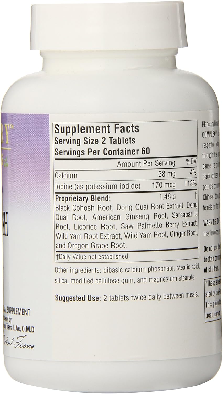 Planetary Herbals Wild Yam-Black Cohosh Complex Tablets, 120 Count: Health & Personal Care