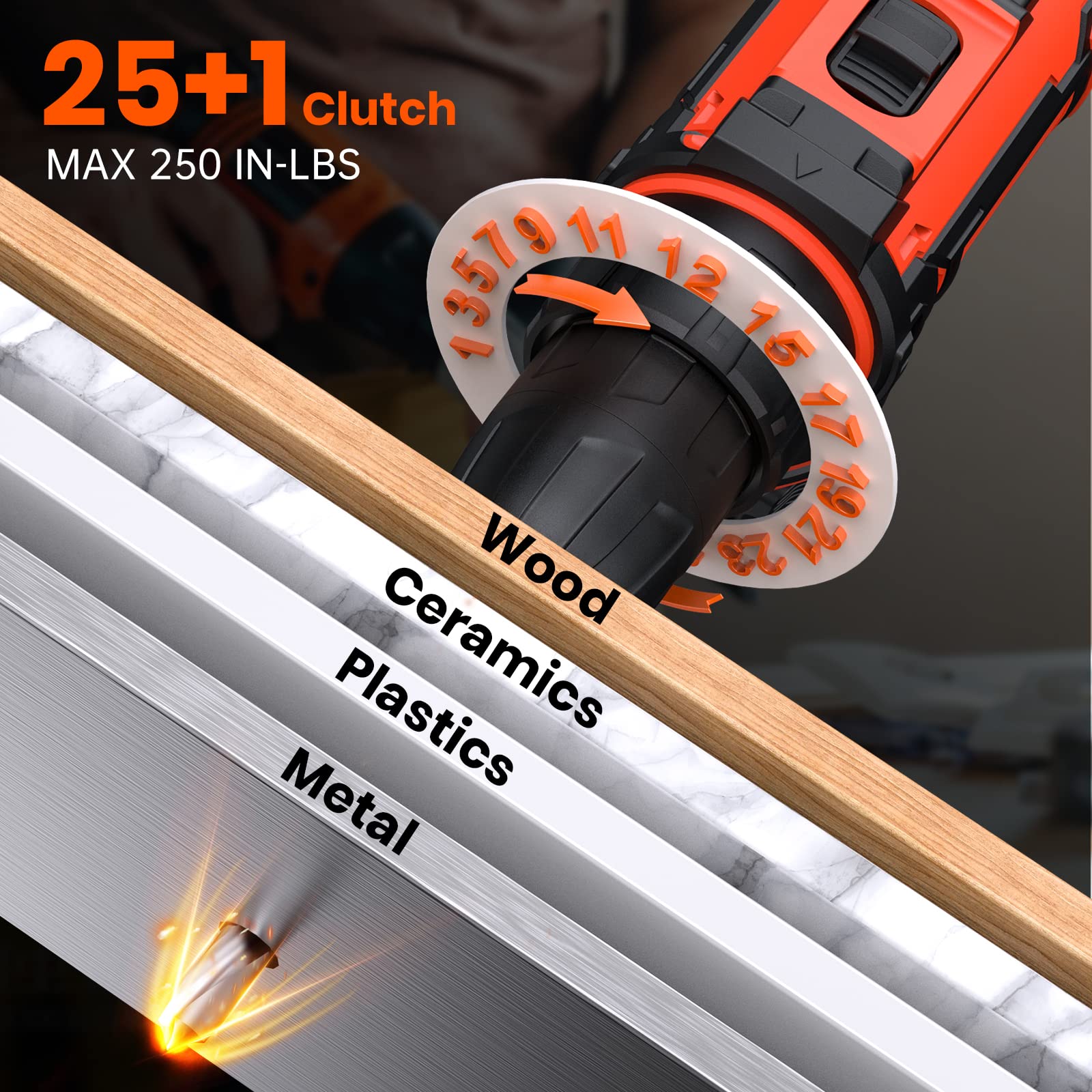 Drill Set, OUBEL 12V Cordless Drill with 42 Acessories, Home Power Drill Cordless with 3/8