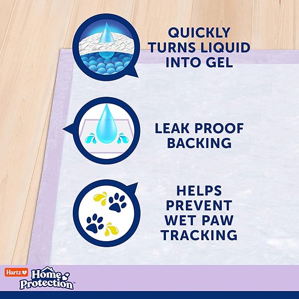 HARTZ HOME PROTECTION LAVENDER SCENTED DOG PADS, 50 COUNT, SUPER ABSORBENT & WON’T LEAK, ODOR ELIMINATING