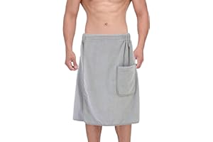 Polyte Quick Dry Microfiber Bath Towel Body Wrap for Men, One Size (Gray)