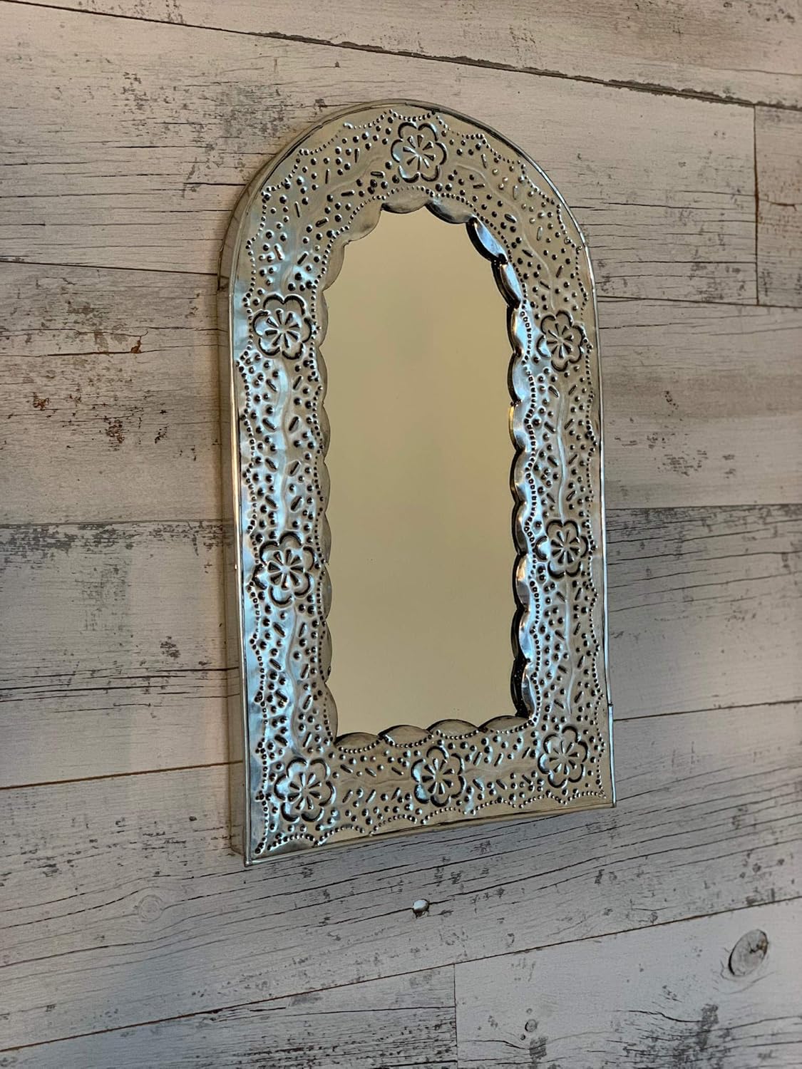 Handmade Mexican Mirror 16" x 9.5", Handmade Tin Frame