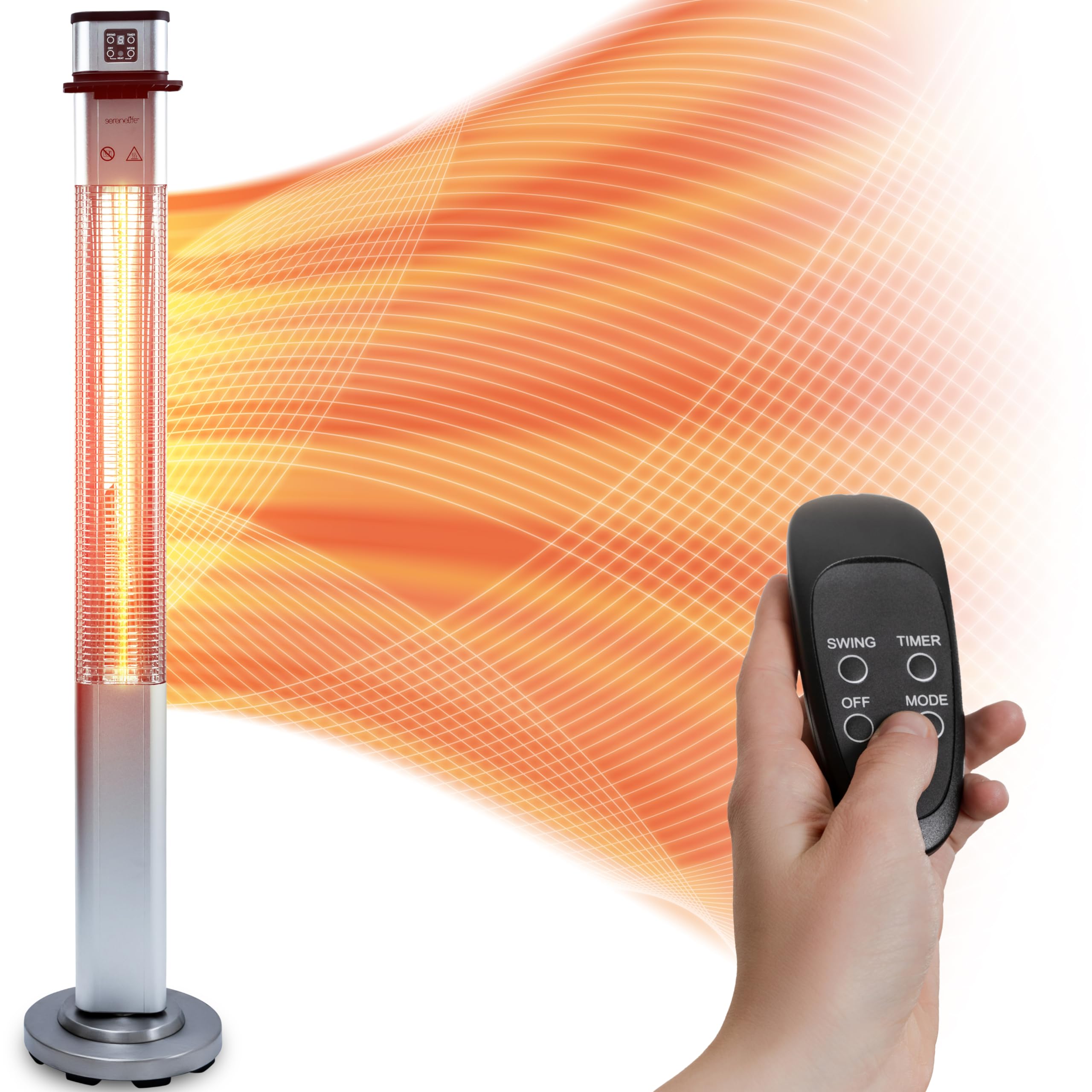 Photo 1 of *** SOLD FOR PARTS MISSING PIECES FOR FUNCTION *** *** FINAL SALE *** SereneLife Infrared Patio Heater, Electric Patio Heater with Remote Control, 1500 W, Indoor/Outdoor Heaters for Patio, Restaurant, Backyard, Garage, Decks (Silver)