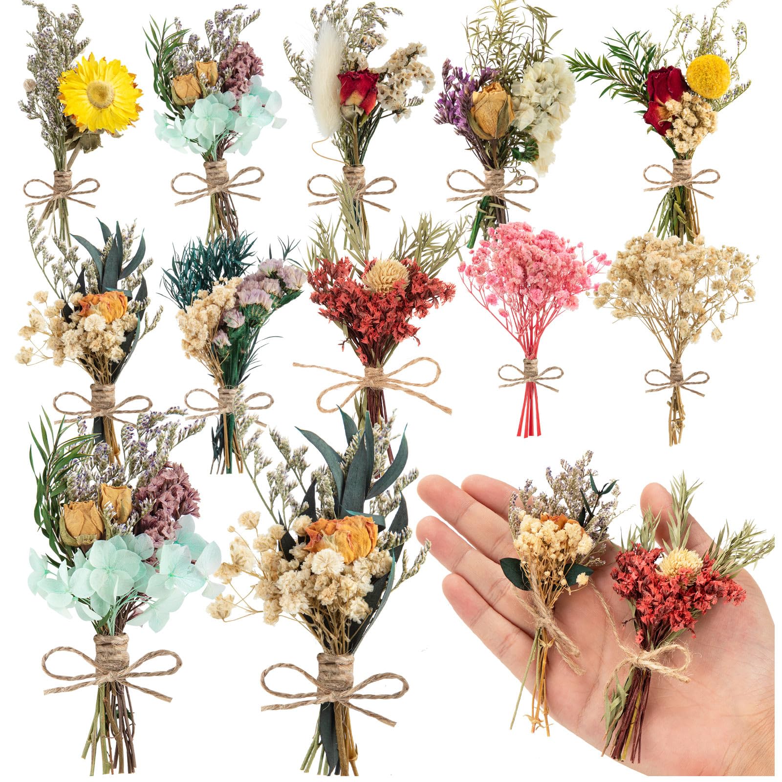 Photo 1 of 10 Pcs Dried Flowers for Crafts, Mini Dried Flowers Bouquet Bulk for Vase DIY Photo Bridesmaid Gift Birthday Decor