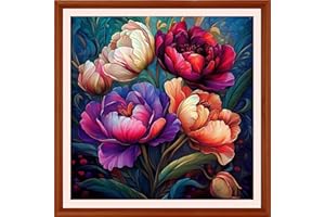 DMCXART Counted Cross Stitch Kits for Adults Needlepoint Kits Unprinted Cross Stitching Embroidery Kit 11CT Cross Stitch Supplies-Charming Colorful Flowers 18x18 inch