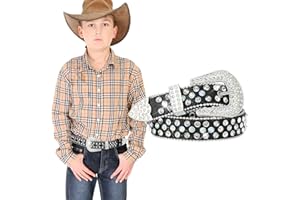 Monopa Kids Rhinestone Western Belt - Cowboy Cowgirl Belts with Bling Diamond Studded and Sequin Leather Belt for Jeans