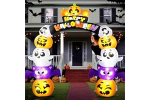 Joiedomi 8 FT Cute Halloween Inflatables Pumpkin Archway Outdoor Decoration, Archway Halloween Blow Up for Yard with Build-in LED Lights, Inflatable Arch Yard Outside Pumpkin Decor for Party, Garden