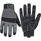 HANDLANDY Working Gloves for Men & Women, Safety Work Gloves with Grip for Warehouse Construction Garden Yard Outside (Grey-Grip, X-Large (Pack of 1))