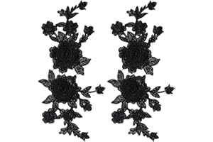 Ymapinc 2PCS Black Appliques Embellishments,Embroidered lace Appliques Embellishments Fabric Vintage Flower Stickers Suitable for The Beautification of Clothing Backpacks Household Fabric Products