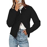 Women's Cardigan Sweaters Bow Button Down Cardigans Fall Fashion Clothes Knit Tie Open Front Coats