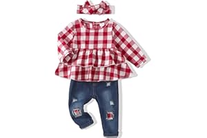 Renotemy Baby Girl Clothes Toddler Girl Clothes Outfits Infant Clothing Jeans Pants Set Cute Clothes Set for Girls