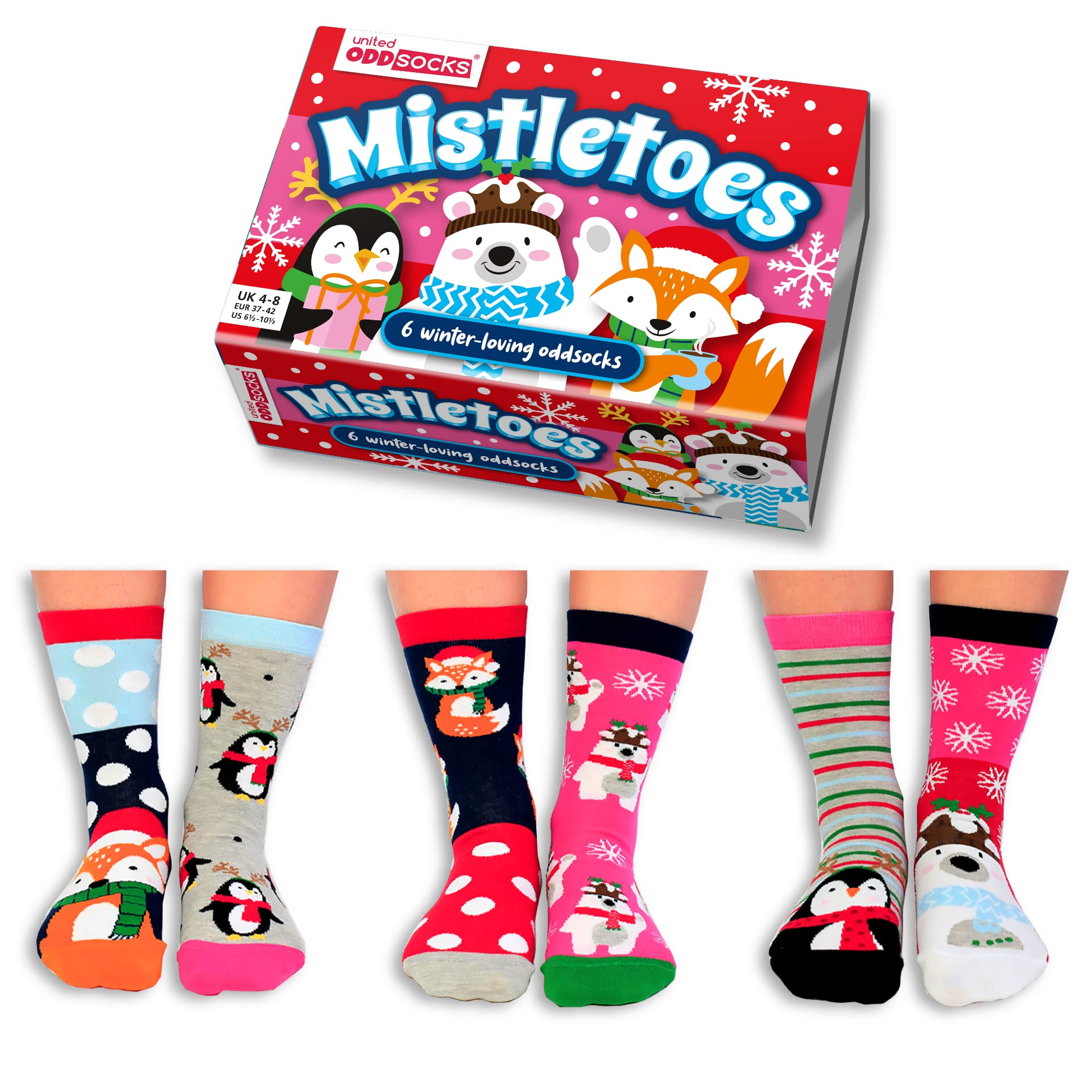 United Oddsocks Winter Loving Women's Mismatched Socks Box - UK 4-8 EUR 37-42 US 6.5-10.5