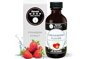 Natural Strawberry Extract - 2 oz - Water-Soluble - By Harvest Moon Delights - Strawberry Extract for Baking, Drinks, Ice Cream and Candy - Strawberry Flavoring, Strawberry Flavor