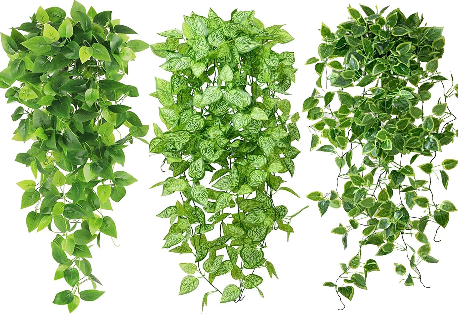 YTZWkit Hanging Artificial Plants Set of 3 Fake Vines Plants Indoors Trailing Faux Plant for Home Bathroom Garden Office Wedding Wall Decoration Outdoor Gift(no pot)