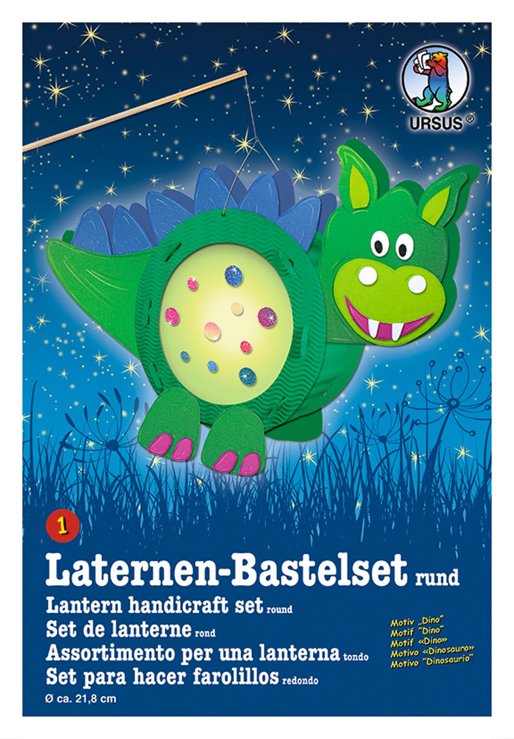Ursus 18700001 Lantern Craft Set, Dino, Approx. 21.8 x 21 x 10.3 cm, Diameter Approx. 21.8 cm, Includes Template Sheet with Craft Instructions (English language not guaranteed), for DIY Design, Ideal — image 1