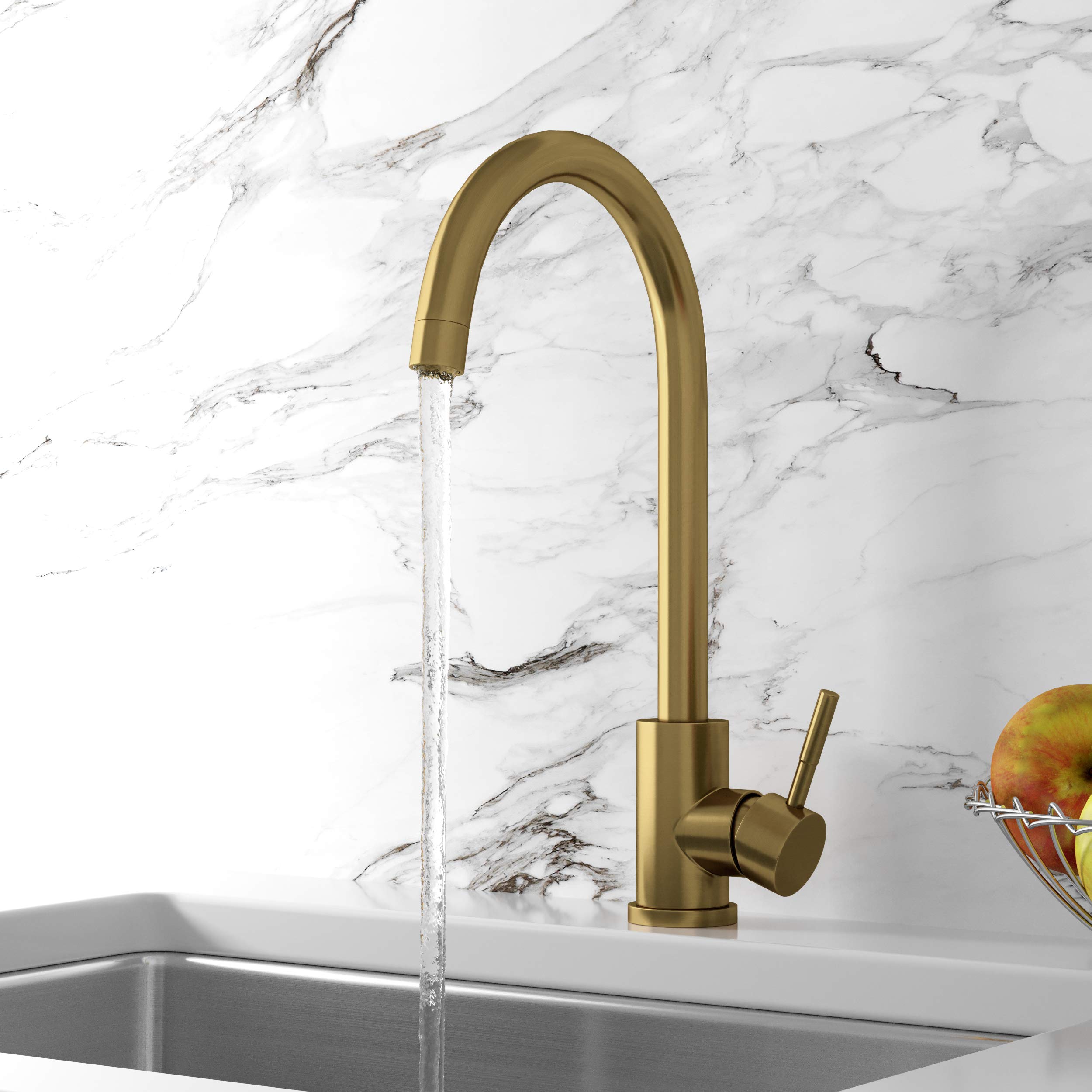 Bronx Kitchen Sink Mixer Tap - Brushed Brass Finish Single Lever