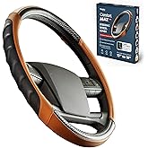 Vyonix 18 Inch Semi Truck Steering Wheel Cover – Premium Leather Grip for Big Rigs & Long-Haul Drivers – Anti-Slip, Breathable Comfort – Durable semi Truck Accessories for Drivers – Brown