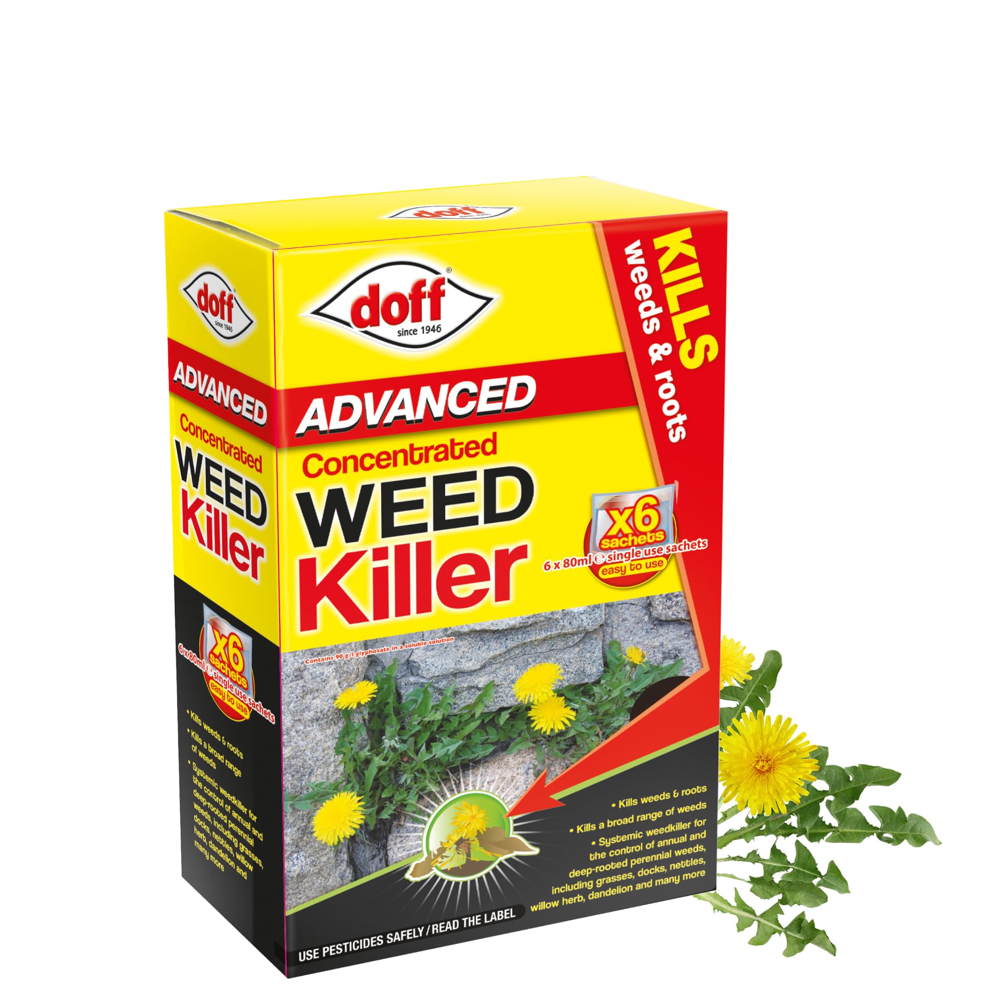 Doff Super Strength Weedkiller Sachets 6pk, multi colour