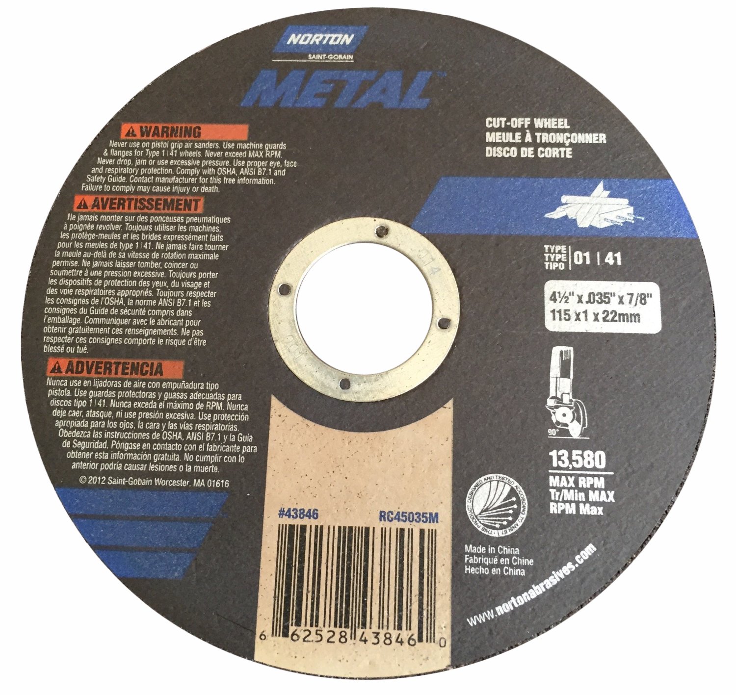 Norton 4 1/2 X .035 X 7/8 Cutoff Wheel Metal (Pack of 25) Amazon.in