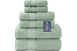 COZYART Sage Green Bath Towels Set 6 Piece, 2 Bath Towels 2 Hand Towels 2 Washcloths, Luxury 100% Turkish Cotton 650GSM Hotel Quality, Soft, Absorbent, Towel Sets for Bathroom
