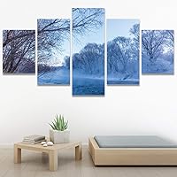 SIGNWIN 5 Panel Canvas Wall Art Modern Art Forest Minimalist Multicolor Nature Photography Relax/Calm for Home Decorations Ready to Hang - 60