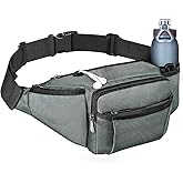 NOOLA Fanny Pack Waist Bag for Men Women, Lightweight Waist Pack with Water Bottle Holder, Adjustable Belt Bag with Multi-Pockets for Hiking, Dog Walking, Outdoor, Cycling, Running, Travel, Grey