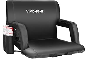 VIVOHOME Reclining Stadium Seat Chair with Backrest and Armrests, Portable Cushion for Bleachers, Set of 1