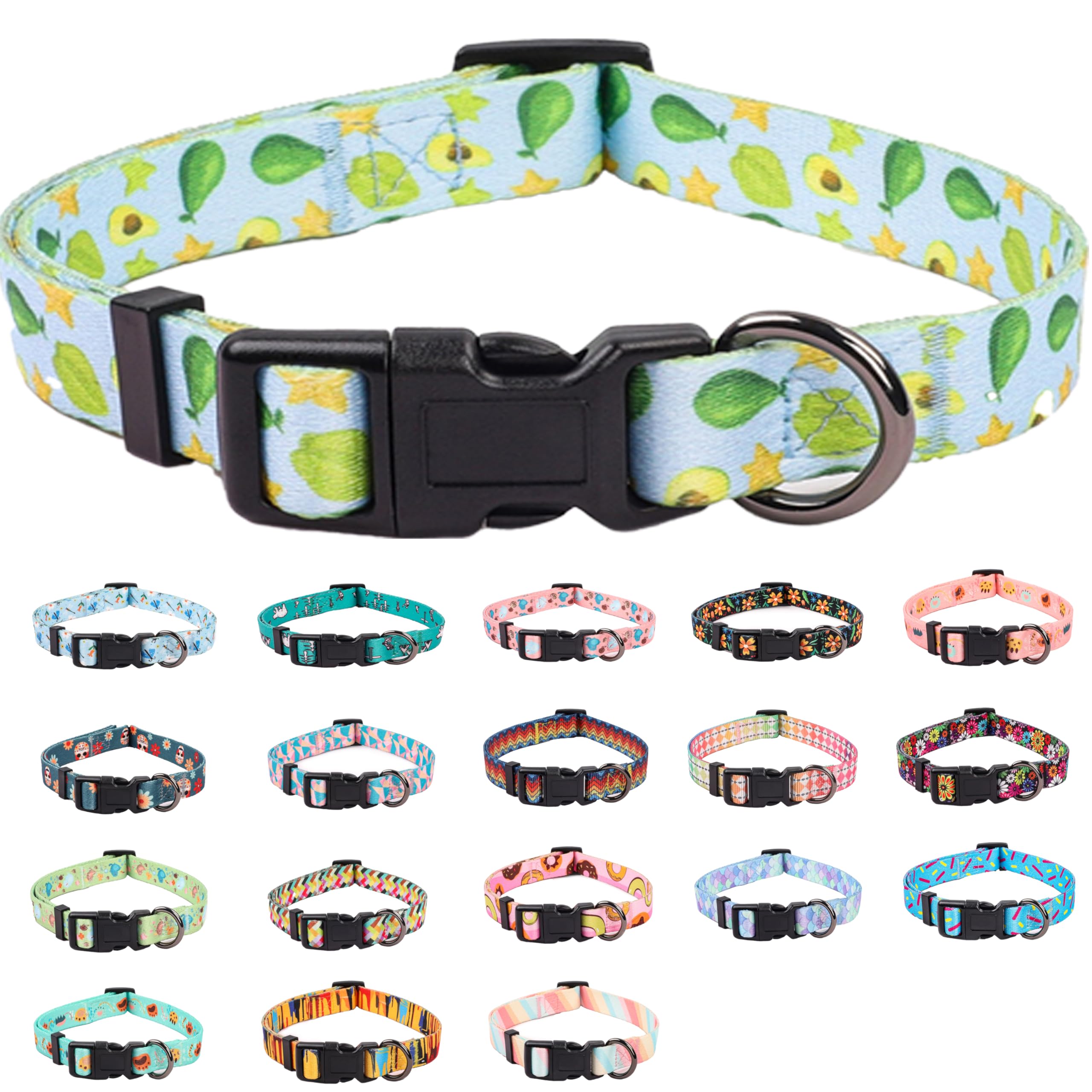 COSYHOMELONDON Dog Collar for Small Dogs, Cute Small Medium Large Dog Pet Collar, with Floral Patterns, Soft Adjustable for Boy Girl Female Male Puppy Dog Collar (Fruit, s)