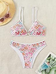 Fanuerg Women's Triangle Bikini Sets O Ring Linked