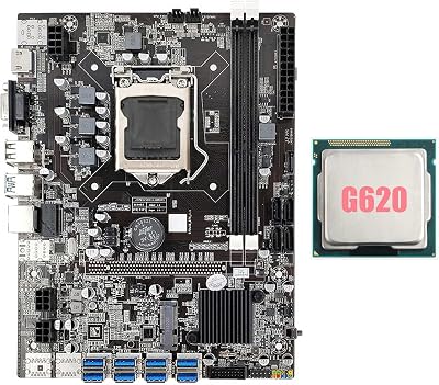 Lodokdre B75 BTC Mining Motherboard G620 CPU 8x PCIe USB3.0 DDR3 MSATA ETH Miner